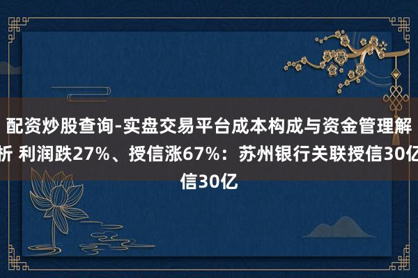 配资炒股查询-实盘交易平台成本构成与资金管理解析 利润跌27%、授信涨67%：苏州银行关联授信30亿