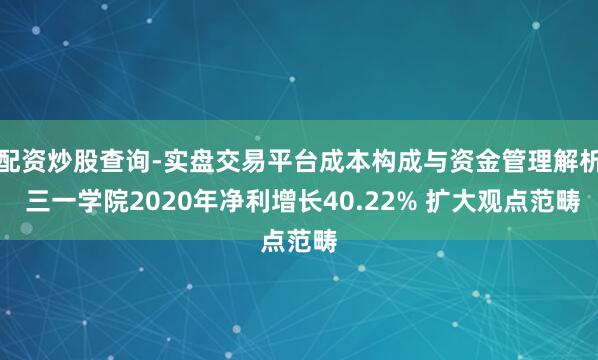 配资炒股查询-实盘交易平台成本构成与资金管理解析 三一学院2020年净利增长40.22% 扩大观点范畴