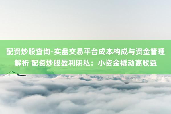 配资炒股查询-实盘交易平台成本构成与资金管理解析 配资炒股盈利阴私：小资金撬动高收益