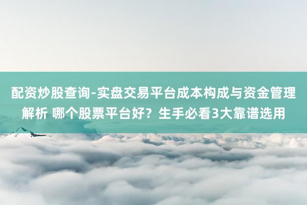 配资炒股查询-实盘交易平台成本构成与资金管理解析 哪个股票平台好？生手必看3大靠谱选用