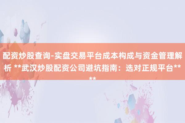 配资炒股查询-实盘交易平台成本构成与资金管理解析 **武汉炒股配资公司避坑指南：选对正规平台**