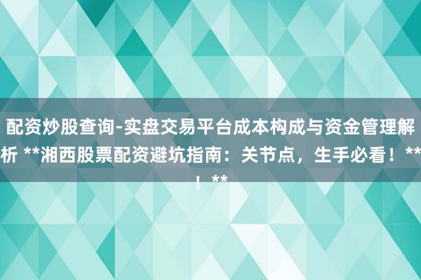 配资炒股查询-实盘交易平台成本构成与资金管理解析 **湘西股票配资避坑指南：关节点，生手必看！**